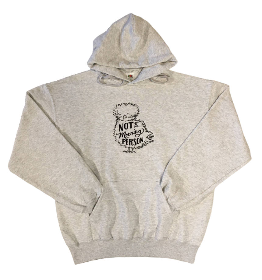 men not a morning person grey hoodie front full