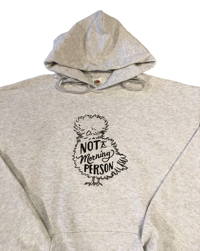 men not a morning person grey hoodie front middle