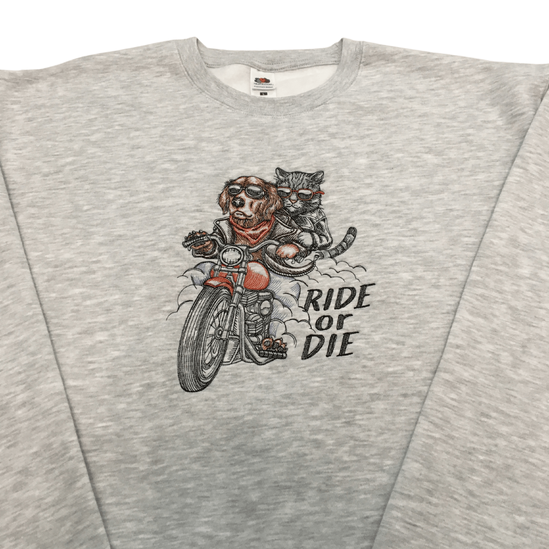 men ride or die gray sweatshirt front middle