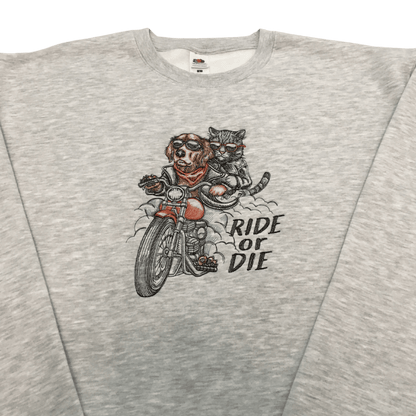 men ride or die gray sweatshirt front middle