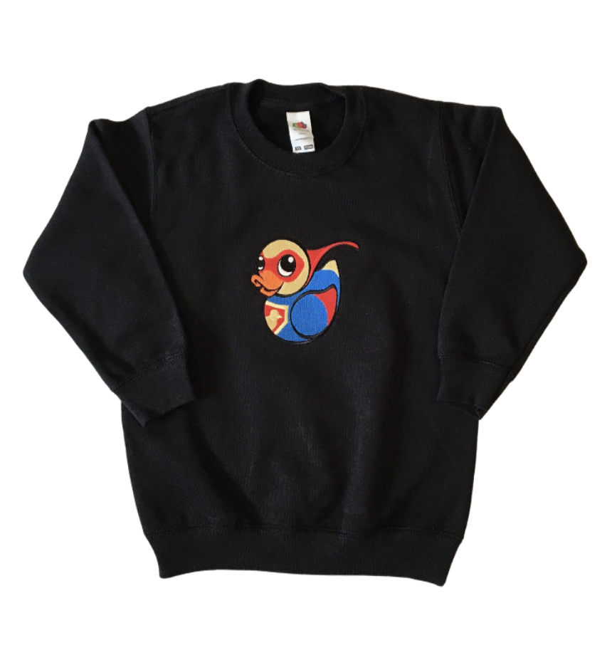 kids super duck black sweatshirt front full