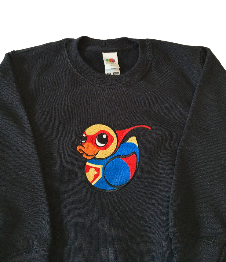 kids super duck black sweatshirt front middle