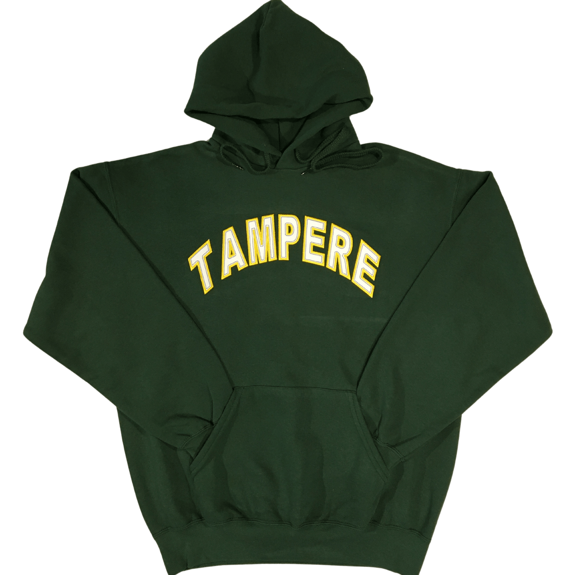 men tampere applique green hoodie front ful