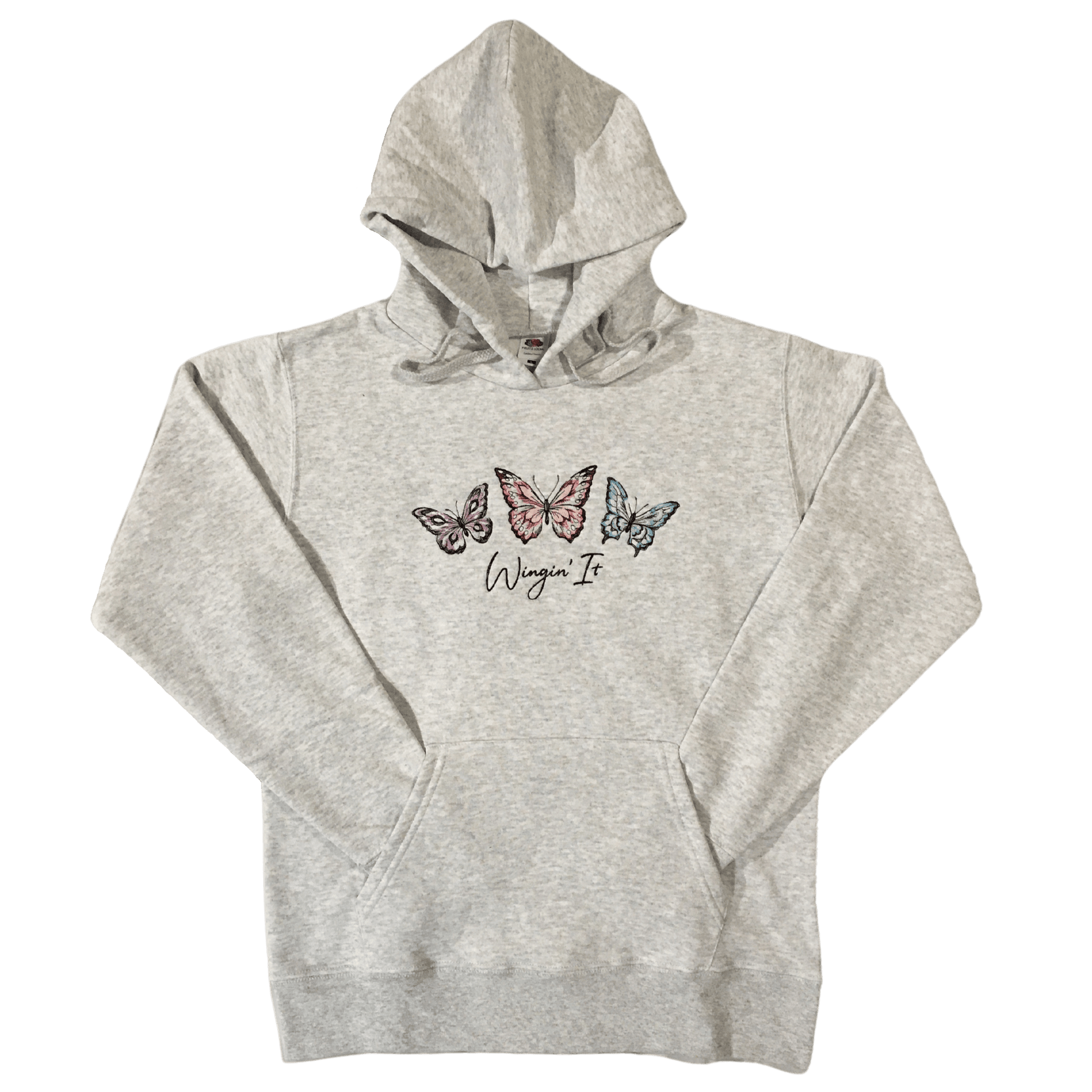 women winging it grey hoodie front ful