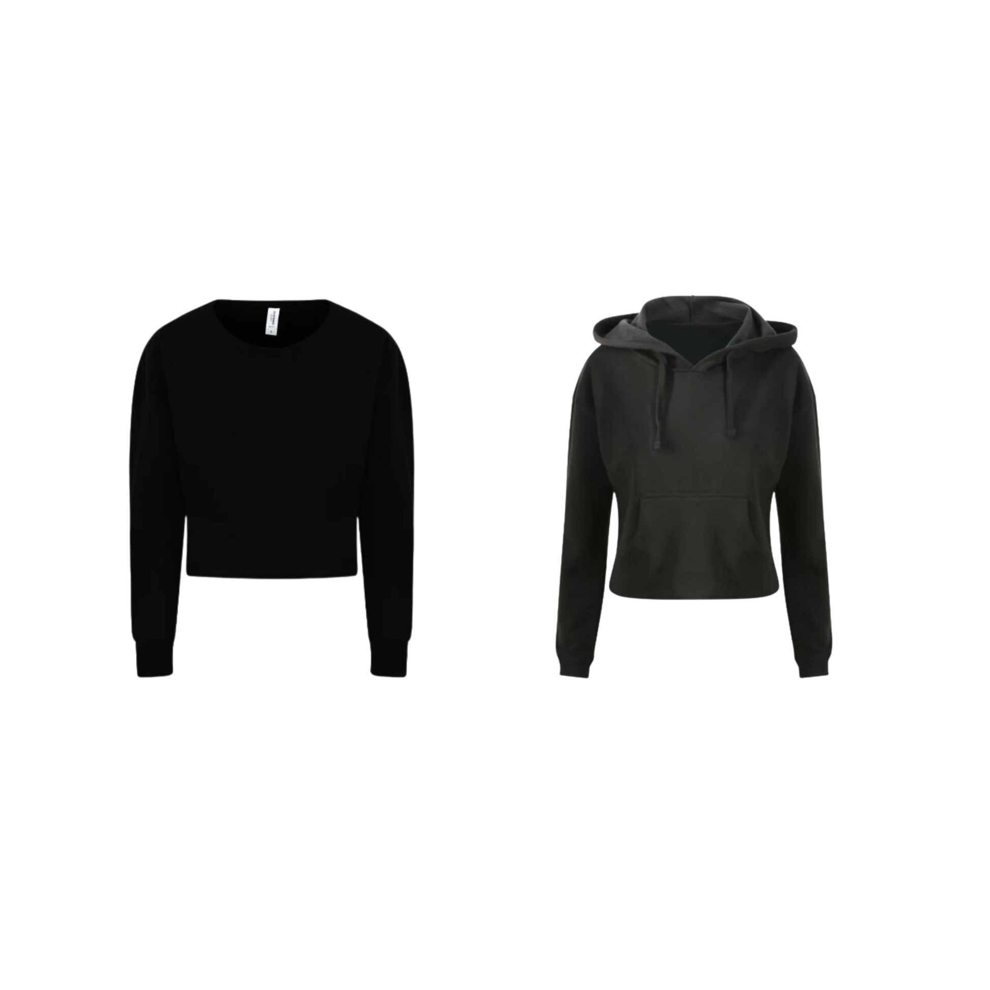 women sample cropped hooded sweatshirt and cropped sweatshirt